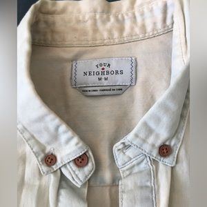 Your Neighbors unique button down casual dress shirt western faded denim